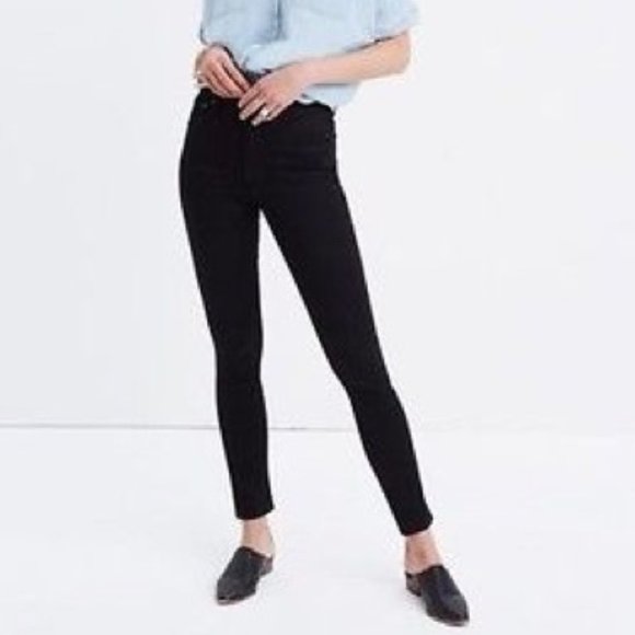 Madewell Pants - Madewell 9 High Riser Skinny Skinny Sateen Black Jeans